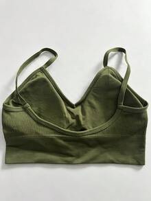 3pcs Women's Seamless Striped Camisole Sports Bra, Wireless Comfortable Bra With Built-In Padding, Elastic Soft Lingerie, Suitable For Yoga, Fitness, Daily Workout - Multicolor - View 10