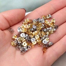 10/50/100Pcs Stainless Steel Ear Plugs Ear Studs Anti-Slip Earring Accessories Gold Butterfly Clasp Suitable For DIY Handmade Earrings Jewelry Accessories - Ear Plug - View 3