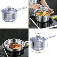 Stainless Steel 3Pcs Cookware Set Saucepan Stockpot Fry Pan W/Lids Steel Handle - View 2