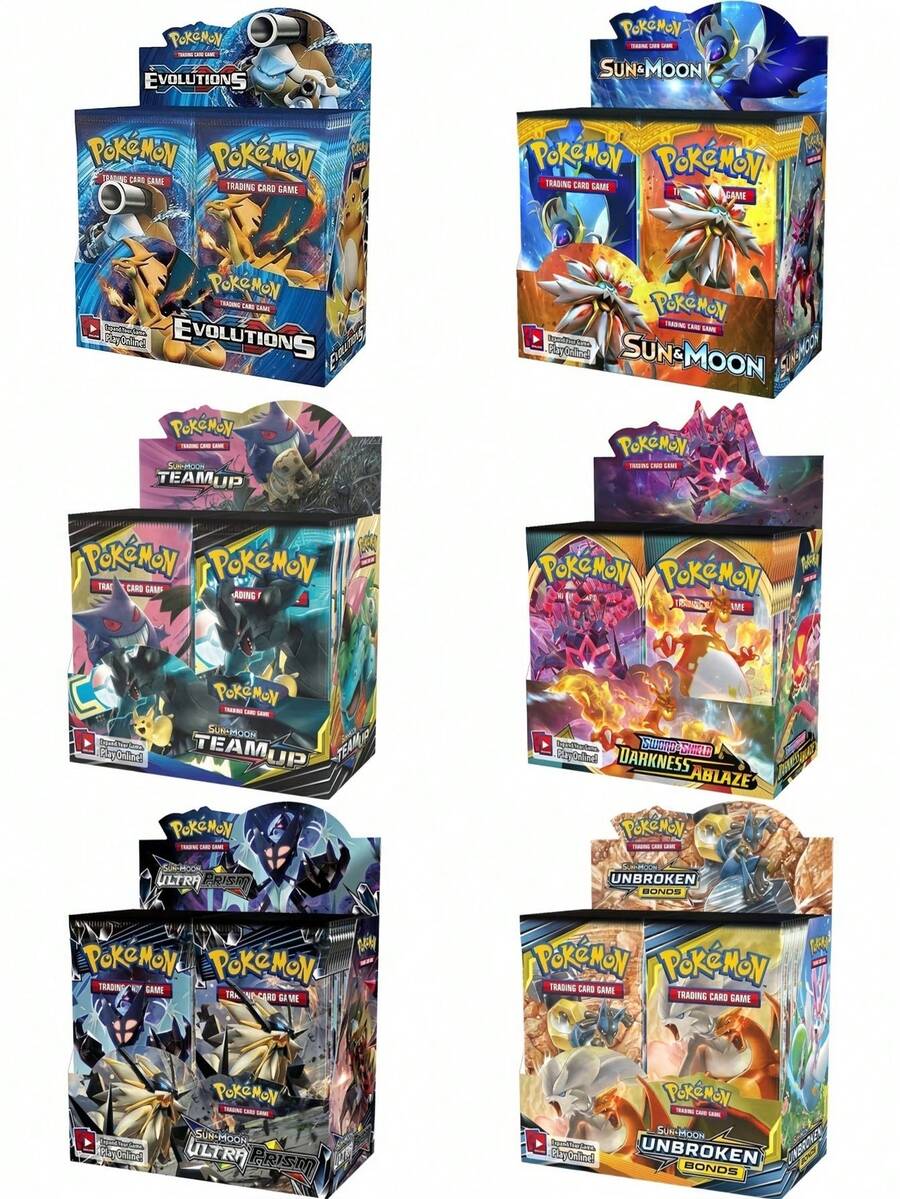 asmodee Pokémon 360/100pcs Vmax GX Vstar Cards, Creative Fun Anime Game Cards, Pocket Monsters, 10pcs/Pack, English Version, Sun & Moon Series, Prism Star, Card Expansion Pack, Rare Cards, Card Battle, Evolution, Tabletop Game, Holiday Gift, Party Favor, Christmas Gift, Classmate Gift - 6 Card Styles - View 1
