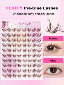 80pcs Brown Cluster False Eyelashes, Japanese Soft & Thin Style, Self-Adhesive No Glue Needed, Lightweight DIY Cluster Lashes For Deep Eyes, Easy To Apply For Daily Eye Makeup - C - View 3
