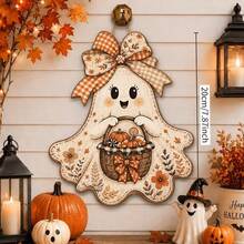 2D Flat Wooden Decorative Hanging Sign, Rustic Style, Multi-Holiday Wall Decor For Halloween, Thanksgiving, Christmas, Welcome Sign For Entryway, Tabletop Ornament, Vintage Country Home Party Holiday Gift - B - View 10