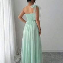 Elenzya Vestido elegante y romántico sin mangas con cuello de halter, cintura con lazo y falda de línea A, adecuado para bodas, fiestas y reuni - Negro - Ver 3