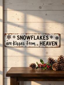 Christmas Yard Decor Sign, "Snowflakes Are Kisses From Heaven", Large Rustic Farmhouse-Style Winter Decoration, For Indoor And Outdoor Christmas Decor, Home Decor, Room Decor, Wall Decor, Bar Decor, Cafe Decor - Multicolor - View 4