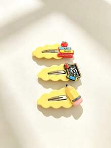3pcs Pencil Hair Clips, Blackboard Hair Clips, Back To School Book Shaped Hair Accessories, Suitable For Daily Use - Multicolor - View 6