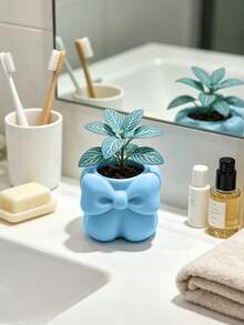 3D Printed 3D Bow-Shaped Small Flower Pot, Multi-Color Options, Dedicated Pot For Succulents And Green Plants, Desktop Atmosphere Decorative Planter Container - B - View 4