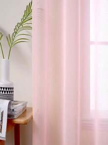 2-Piece Sheer Curtains, Pink Fashion Modern Home Window Decor, Living Room Bedroom Curtains, All Season, Rod Pocket Hanging, Easy Installation - Pink - View 5