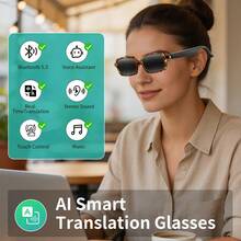 AI Smart Glasses | 8-In-1 AI Smart Audio Glasses With 100+Real-Time Translation, Wireless Connection,AI Assistant,Wireless BT Fashion Glasses For Men Women, Touch Control,Supporting Wireless Calling/Call Noise Reduction/Audio Playback Gift - View 18