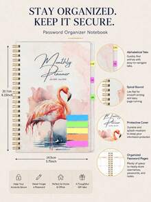 1 Peça Planejador Mensal A5 2026 com Flamingo em Aquarela, Calendário Espiral Dourado com Grandes Grades Mensais & Lista de Tarefas, Acessórios de Mesa de Escritório Cadernos para Acessórios de Professor da Escola, Presentes de Halloween - Retângulo - Visão 5