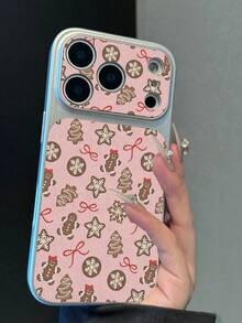 1pc TPU Christmas Gingerbread Man Bow Phone Case Compatible With Apple 17 Pro Max/17/16 Pro Max/15/13/12/11 Large Window Full Coverage Anti-Drop Soft Shell Protective Cover - Silver - View 4