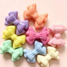 10PCS/30PCS Acrylic Colorful Double Layer Bow Beads, Macaron Spring Color Series Bow Beads, Suitable For Handmade DIY Beading, Hanging Decorations, Jewelry Matching, Craft Making, Jewelry Accessories - Colorful Double-layer Bow Tie - View 4