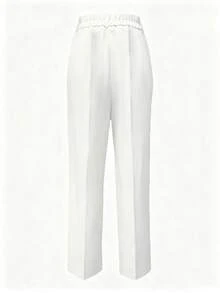 Pantalones rectos de unicolor versátiles y de moda, color blanco, para primavera - Blanco - Ver 3