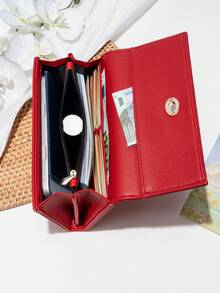CHARM INFINITE Dompet Clutch Panjang Wanita dari Kulit Sintetis, Dompet Lipat dengan Kunci Putar Bertekstur Leci, Kapasitas Besar dengan Banyak Slot Kartu, Kompartemen Uang Kertas dan Kantong Dalam Berresleting, Muat Ponsel, Tas Tangan Harian Warna Polos, Hadiah Ulang Tahun dan Liburan Praktis untuk Anak Perempuan - MultiWarna - View 8