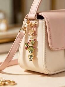 Exquisite Rhinestone Cactus Shaped Key Chain, Bag Charm, Metal Clasp Sturdy And Durable, Decorated With Colorful Rhinestone Details, Compact And Unique Design. Can Be Hung On Keys, Bags, Backpacks, Suitable For Young Women Who Like Niche Accessories, Daily Outings, Commuting Outfits, Suitable For Gifts And Personal Use, Adding A Fresh And Fashionable Atmosphere To Your Belongings. - Multicolor - View 8
