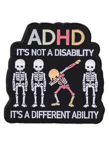 1pc Humorous Mental Health Enamel Brooch, ADHD Broca's Aphasia Skull Lapel Pin, Neurodiversity Humor Badge, Suitable For Backpack, Denim Jacket Decoration Gift - Multicolor - View 8