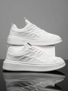 Men's Fashion Casual Sports, College Style Comfortable Skate Shoes, Suitable For Outdoor Sports, Gym, Work, Party, Birthday Gift - White - View 3
