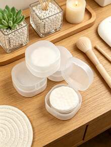 5PCS Small Transparent Plastic Round Storage Box - Portable Makeup Pad And Cleaning Product Storage Box, Sealed Travel Design, Suitable For Brushes, Balls, Beads, Etc. Bathroom And Vanity Storage, Makeup Remover Storage Box, Smooth Surface - Multicolor - View 1
