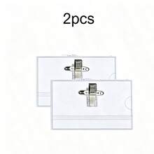 100/50/36/24/10/5/2pcs Fun Name Badge Clips & Pins (9 X 5.6cm) – Transparent Plastic Horizontal ID Badge Holders, Suitable For Office, School And Conferences; Durable PVC Material, With Clip/Pin Combination Attachment And Reinforced Badge Holder. - A - View 16