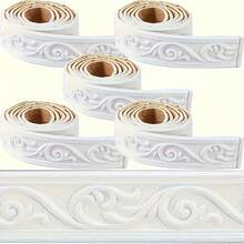 5 Rolls 3D Flexible Foam Decorative Wall Sticker Set, Crown-Shaped Self-Adhesive Wall Sticker, 6cm Wide, 1 Roll = 2.3m, Self-Adhesive Baseboard, Decorative Wallpaper Edge Trim With Backing - Multicolor - View 1