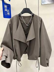 2026 Spring Autumn New Arrival Collared Long Sleeve Cardigan Jacket, Lightweight Design Short Windbreaker Top Summer - Brown - View 8
