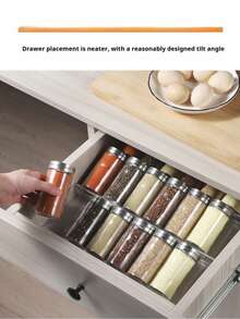 1/4/8 Pcs Clear Slanted Acrylic Spice Drawer Organizer,Drawer Combination Organizer,Display Rack,Expandable Kitchen Countertop Storage Rack (Spice Jars Not Included),Restaurant Spice Display Rack,For Kitchen,Restaurant,Bar,Storage And Organization - Multicolor - View 8