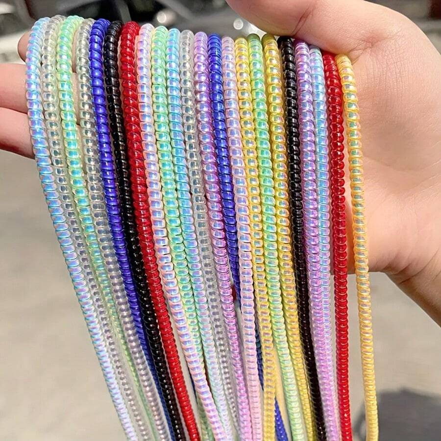 7pcs Spiral Phone Data Cable Protectors, Each 1.6m Long, Suitable For Universal Mobile Charger Cables, Prevent Charging Cable Bending And Breaking, Charger Earphone Data Cable Anti-Tangle Storage And Organization, Multiple Color Combinations, - A - View 1