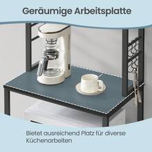 VASAGLE Scaffale da Cucina a 6 Ripiani con Supporto per Microonde e Ganci, per Bar Caffè, Nero - nero - Visualizzare 6