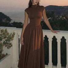 Women Short Dresses - Apricot - View 2