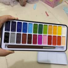 24 Colors Solid Watercolor Paint Set With Brush & Mixing Palette - Professional Portable Painting Kit For Artists, Beginners & Students - Sets - View 5