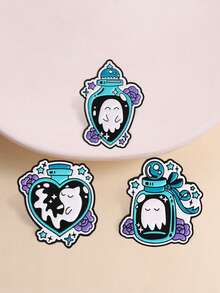 3Pcs Magic Potion Bottle Ghost Cat Enamel Pin Set Gothic Halloween Lapel Brooch Pack For Backpack Jacket Decor Gift - Multicolor - View 2
