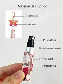 1/2/4pcs Crystal Butterfly Pendant Perfume Spray Bottle With Keychain, Floral Butterfly Print Pattern Makeup Bottle, Women's Bag Charm, Bottom Fillable Perfume Refill Tool, Birthday Gift, Holiday Gift, Suitable For Travel, 5ml - Multicolor - View 7