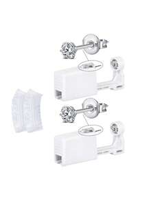 2/4/6/8pcs Hypoallergenic Self-Piercing Nose Stud Set, Disposable Nose Piercing Gun With Piercing Tool, Suitable For Cartilage, Tragus, Helix Piercing, Piercing Gun With Piercing Jewelry (Silver With 4mm CZ Diamond) - Multicolor - View 12
