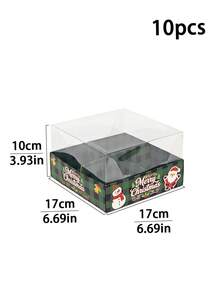 1pc/4pcs/10pcs Christmas Style 4-Compartment Box With Lid, Independent Partition Storage, Suitable For Macarons, Cookies, Candies, Private Baking Packaging - View 12