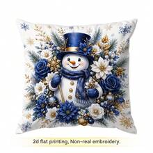 4pcs/1pc Blue Christmas Decorative Pattern Pillow Case Without Insert, Single-Sided Printed Pillow Case, Suitable For Living Room Bedroom Home Decor, All-Season Pillow Case - Multicolor - View 11