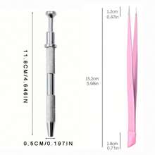 2pcs Nail Art Rhinestone Pickup Tool Set, Dual-Head Wax Dotting Pen & Anti-Static Pink Tweezers, Suitable For Nail Rhinestones, Beads, Crystal Decoration, Jewelry Making, Handmade DIY Nail Supplies - Reacher Grabber - View 6