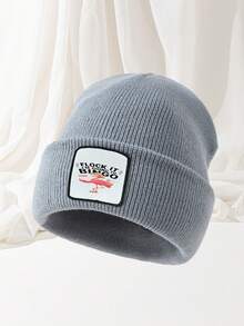 1pc "Flock It I'm Going To Bingo" Funny Slogan Acrylic Knit Beanie With Printed Fabric Label - A - View 10