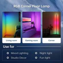 1pc Smart RGB LED Corner Lamp, App And Remote Control, 16 Million Colors And Music Sync, Standing Floor Lamp, Suitable For Living Room, Bedroom And Game Room - Black - View 11