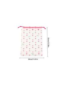 20pcs Cherry Pattern Travel Shoe Bags, Drawstring Closure, Transparent Clothing Storage Bags. Durable Drawstring Closure, Large Capacity Design, White Cherry Print Pattern, Suitable For Men And Women. - Multicolor - View 6