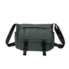 Black Waterproof Flap Men's Messenger Crossbody Bag, Double Buckle Design Multi-Pocket Large Capacity, Adjustable Wide Strap, Business Cargo Style Style Student Commuter Laptop Storage One Shoulder Bag - Multicolor - View 4