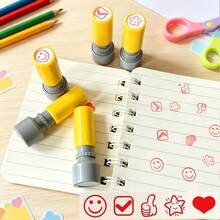 5pcs/Set Teacher Reward Stamps,Self‑Inking Motivational Stamps,Smile Heart Thumbs‑Up Star Check Mark Pattern,Encouragement Stamp For Teachers Students - Multicolor - View 3