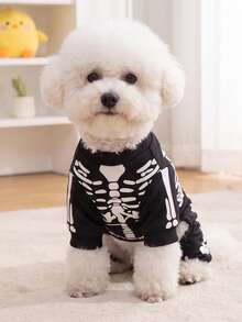 LUCKIE PAW 1pc Halloween Skeleton Print Funny Pattern Pet Four-Legged Pajamas, Anti-Flea, Reduce Shedding, Thermal Insulation, Breathable, Suitable For Small And Large Dogs And Cats, Indoor And Outdoor - Multicolor - View 5