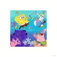 SpongeBob SquarePants مجموعة أدوات مائدة حفلة عيد الميلاد SquarePants 51 قطعة، أطباق وأكواب ومناديل ومفرش طاولة قابلة للتخلص منها مناسبة للكرنفال والزفاف وديكورات عيد الميلاد والحفلات والكريسماس - متعدد الألوان - مشاهدة 5