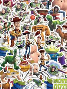 50 Disney Woody Buzz Lightyear Stickers - Classic Cartoon Movie Fun Cool Graffiti Decals For Laptops, Journals, Phone Cases, Backpacks, Envelopes, Labels, Magazine DIY Decals - Multicolor - View 9