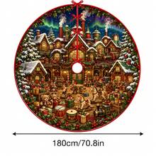 1pc House Gift Box Pattern Christmas Tree Skirt, Elegant Color Holiday Decor, 5 Sizes, Unisex Holiday Gift, Suitable For Home And Party Christmas Home Decoration - Gift Box House - View 12