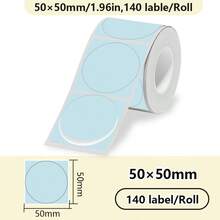 1 rulle färgglatt runt termiskt etikettpapper, storlek 50 mm x 50 mm (1,97 tum x 1,97 tum), kompatibel med Phomemo M110, M120, P50 etikettskrivare, lämplig för gör-det-själv-logotyper, QR-koder, skolmaterial, skolstartssäsongen etc. - Multifärgad - Visa 27
