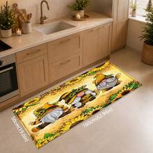 1pc Sunflower Gnome Print Faux Wool Rug, Cute Country Gnome And Sunflower Floral Pattern Carpet, Farmhouse Style Home Decor, Suitable For Entryway, Kitchen, Living Room, Bedroom - Multicolor - View 10
