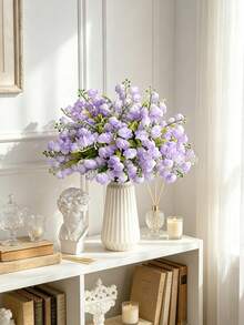 6Pcs Artificial Lily Of The Valley Purple Wind Chime Flower Silk Flower Wedding Bouquet, Mayflower Table Centerpiece, For Home Garden Wedding Party Decoration - Purple - View 4