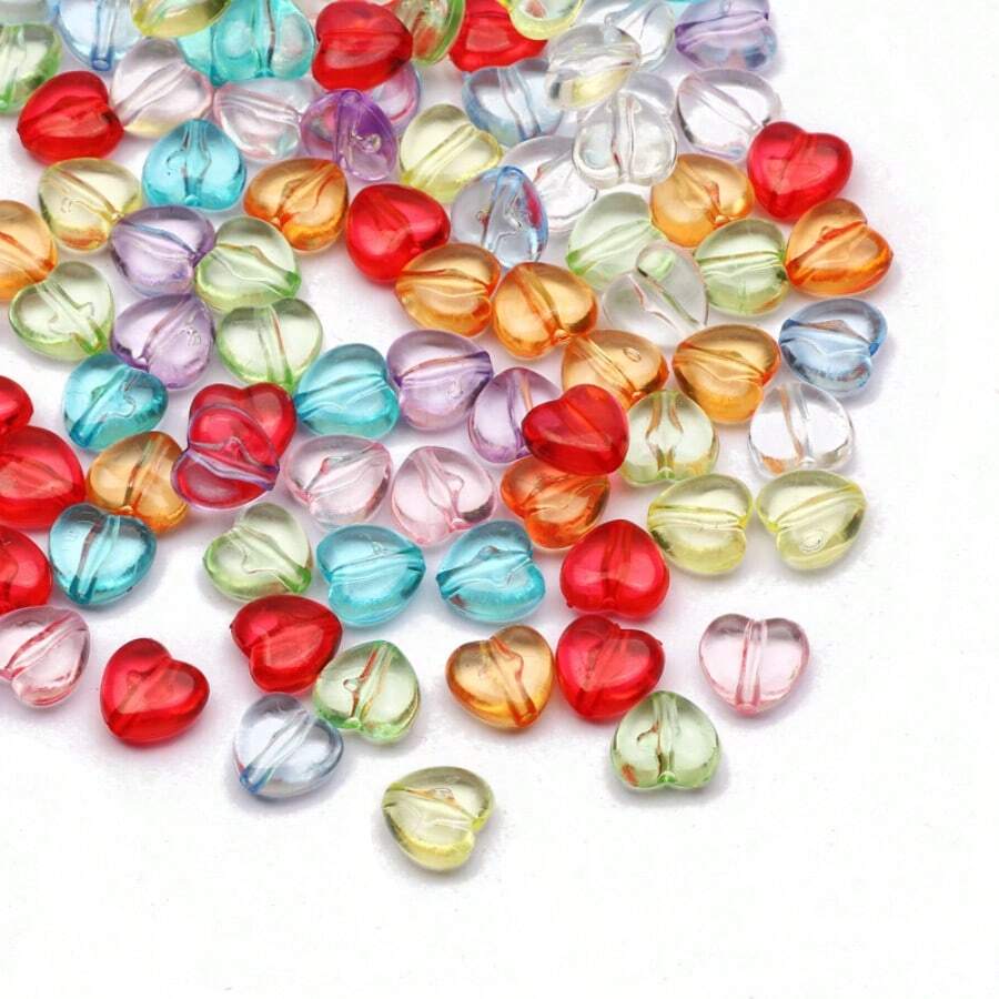 50pcs Fashionable Multicolor Heart-Shaped Beads