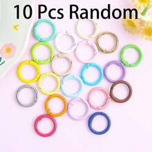 10/20pcs Mixed Color Spring O-Ring Keychains, Colorful Coated Metal Open Rings, DIY Key Chain Bag Pendant Hardware Accessories - Multicolor - View 6
