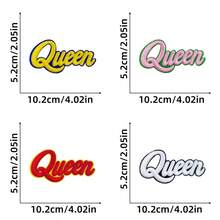 1pc/4pcs Multi-Color "Queen" Letter 3D Computer Embroidered Fabric Patch, Iron-On Embroidery Patch, Suitable For Jeans, Hats, Jackets, Backpacks - Holiday Decoration & Commercial Promotion - Small Business Wholesale Decor, Fabric Applique - 1pc-pink - View 11